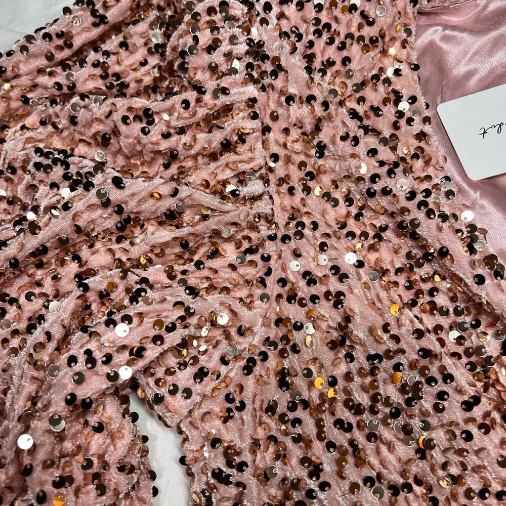Line And Dot mini sequined dress pink rose gold Size Small - Picture 9 of 11